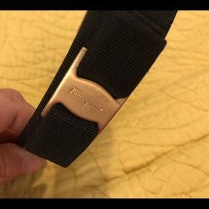 Auth. Salvatore Ferragamo Wide Headband Black.